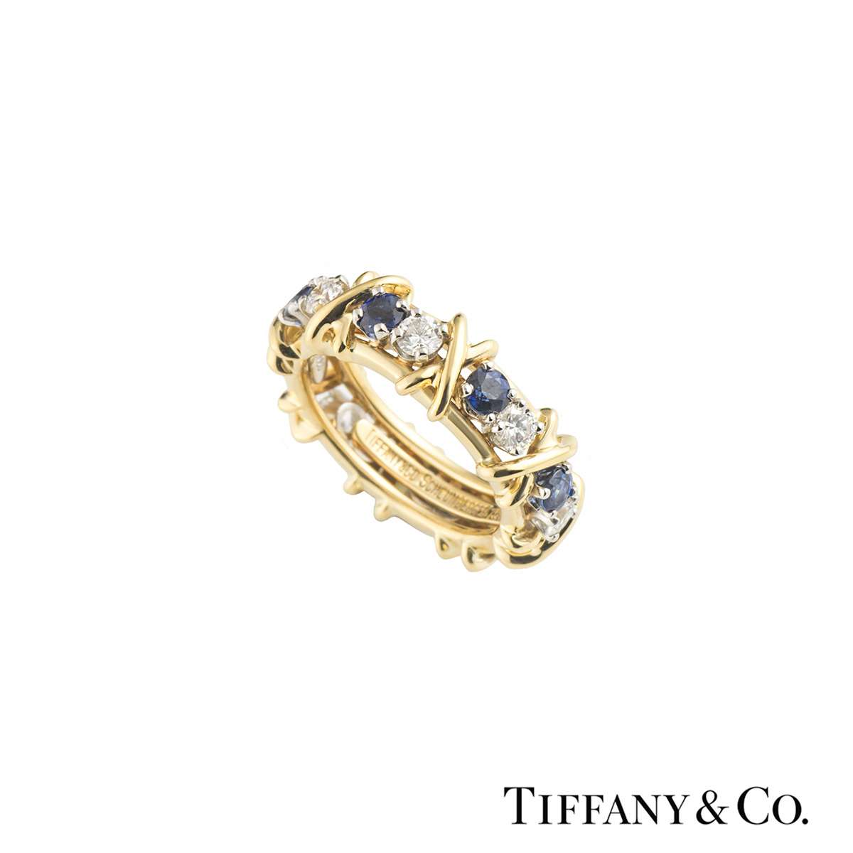 Tiffany & Co. Schlumberger 18K Gold and Platinum Yellow Sapphire Ring